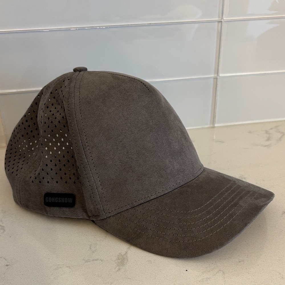 Gongshow Men's Perforated Suede Cap in Charcoal Gray - Picture 2 of 6